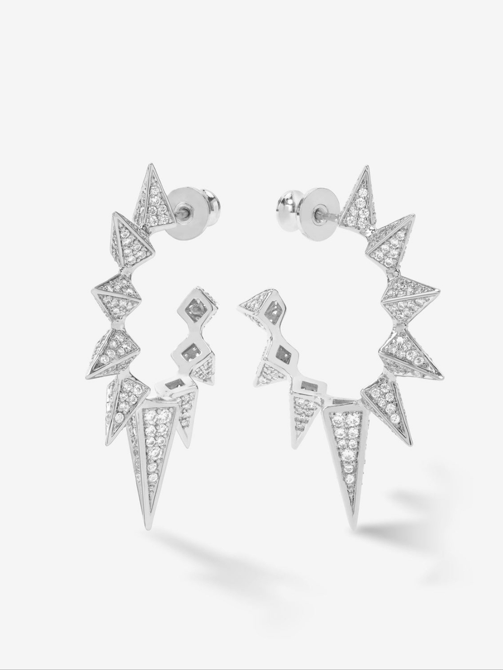 Melinda Maria Gabriella's Big Sista Pavé Spike Hoops Earrings Silver New ✨️FIRM